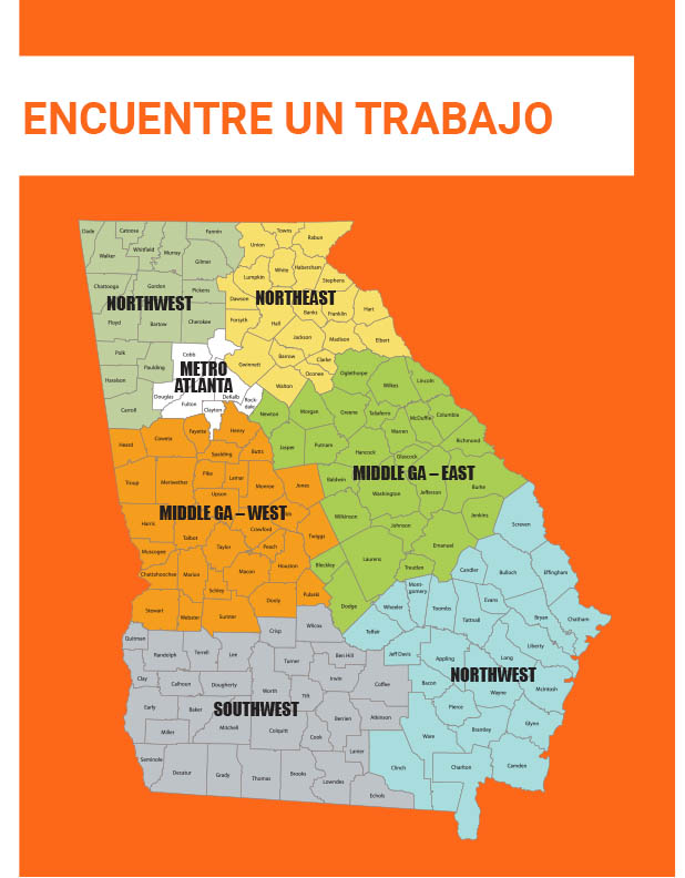 map of regions in Georgia where highway contractors are hiring both experienced and non-experienced road construction workers