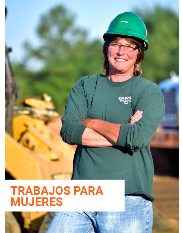 Female construction worker smiling who works a road construction job in Georgia