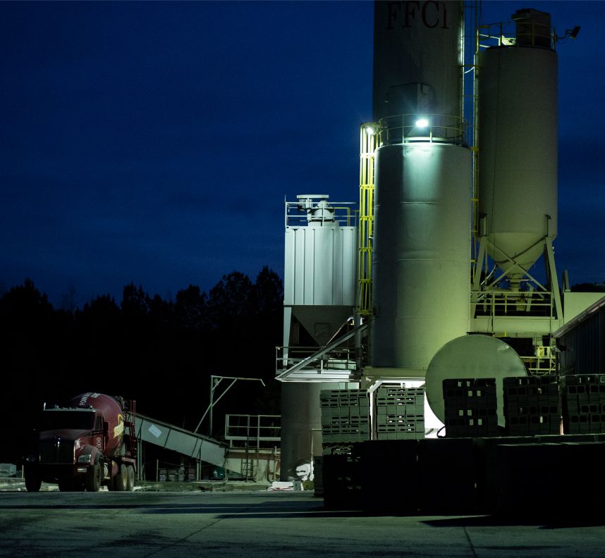 A construction job site in Georgia during the early morning before work has begun