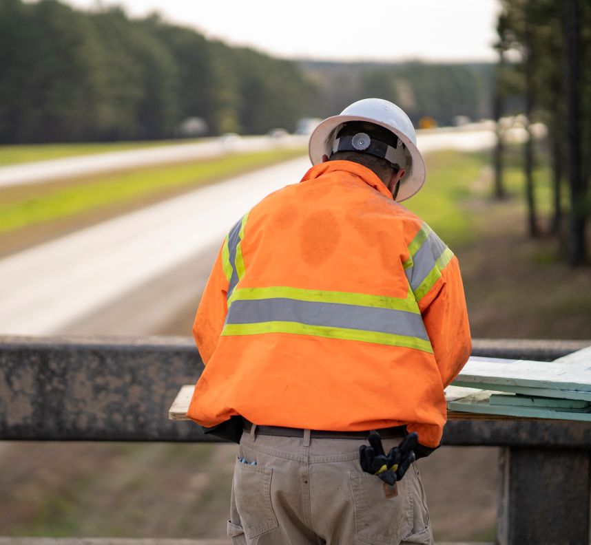 A bridge carpenter works on a Georgia bridge site that needed repairs 