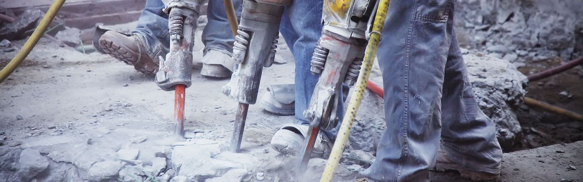 Highway construction laborers working on a road construction job in Georgia